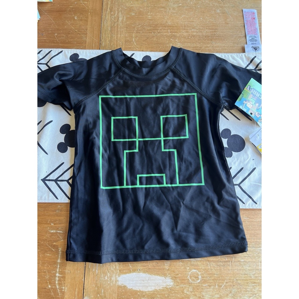 Minecraft Creeper Boys Rashguard Swim Size Xs NWT
